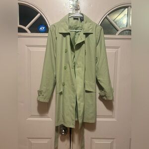 Hillard & Hanson Light Green Trench Coat with Belt